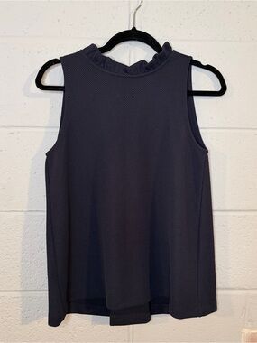 Ann Taylor Ruffle Mock Neck Camisole - Navy